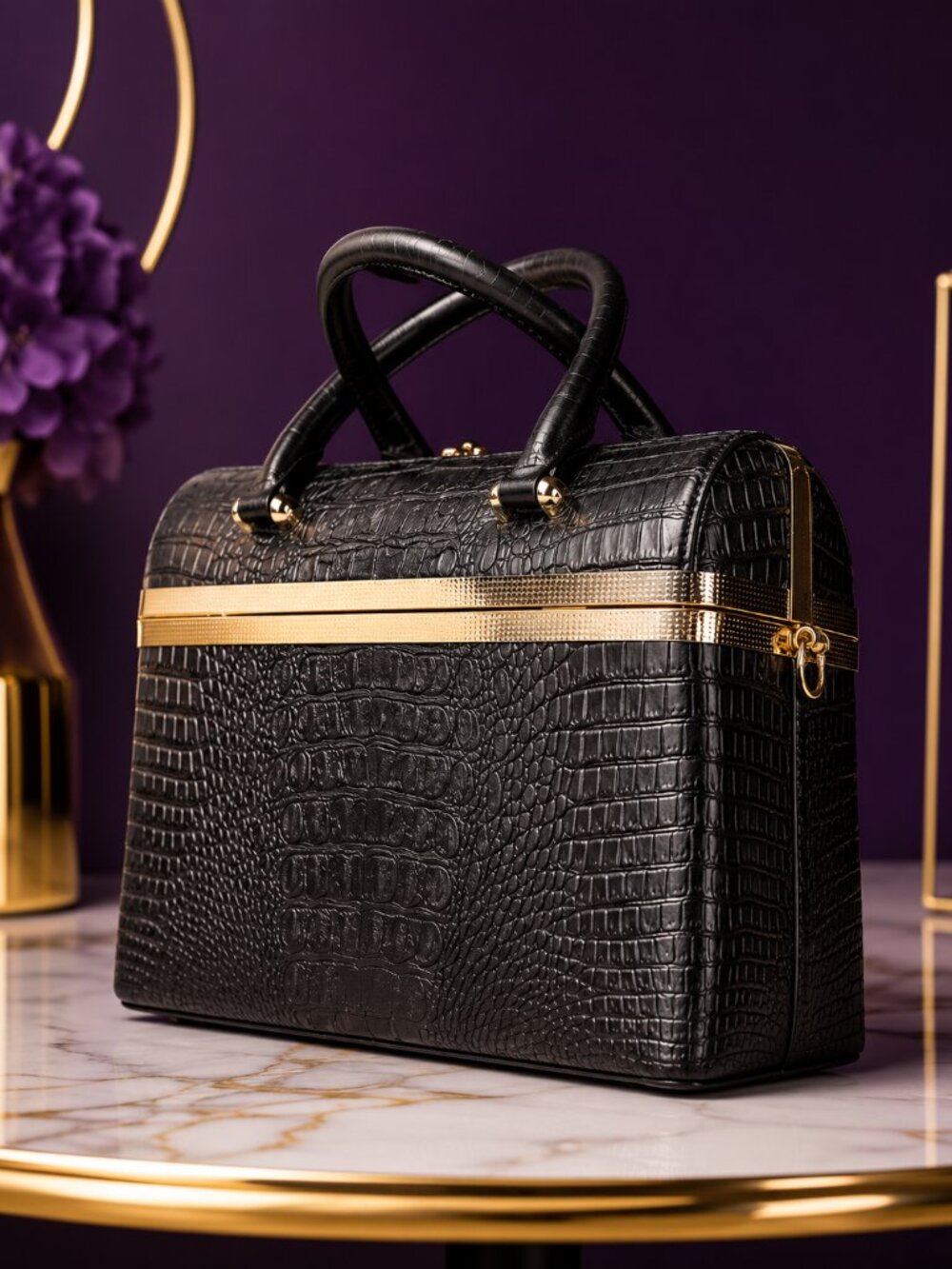 Black Croc Case Purse